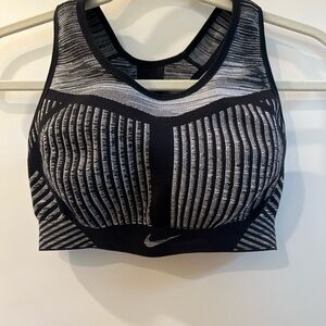 Nike Women's Black and White Striped Sports Bra